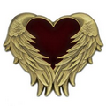 Heart with Angel Wings Pin - Antique Gold